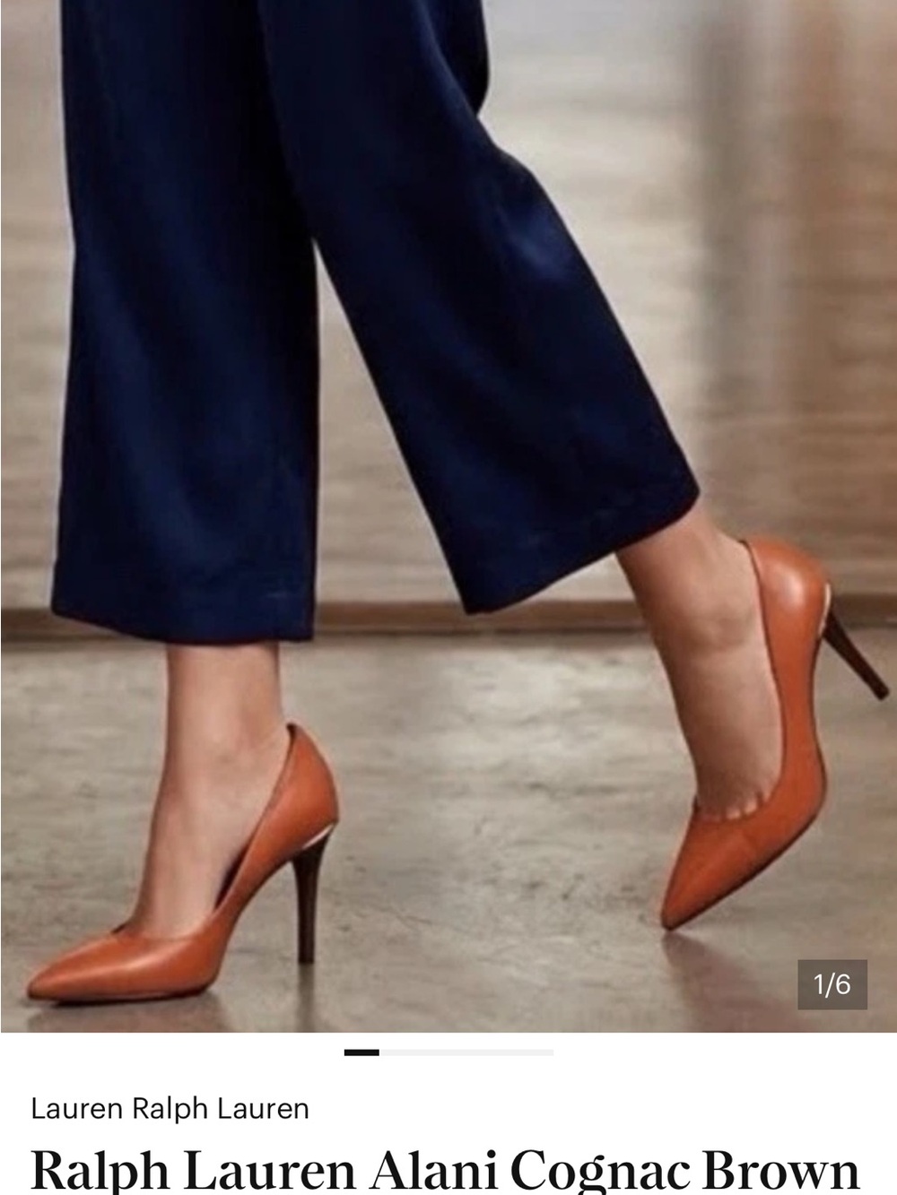 Ralph Lauren Alani Cognac Brown Heels Pumps W Stacked Slim 4 Inch Heel Sz 9